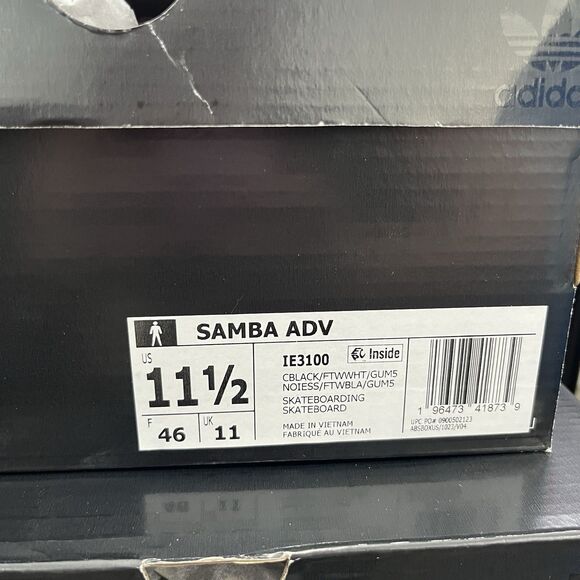 Adidas Men's Samba ADV Originals Black White Gum New |IE3100| Men's Size 11.5 - Picture 8 of 8